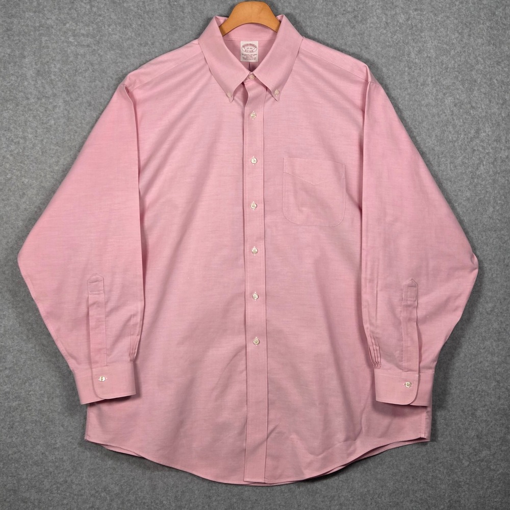 Brooks Brothers Men 17 - 33 Traditional Fit Button Down Long Sleeve Shirt Pink - Picture 2 of 5